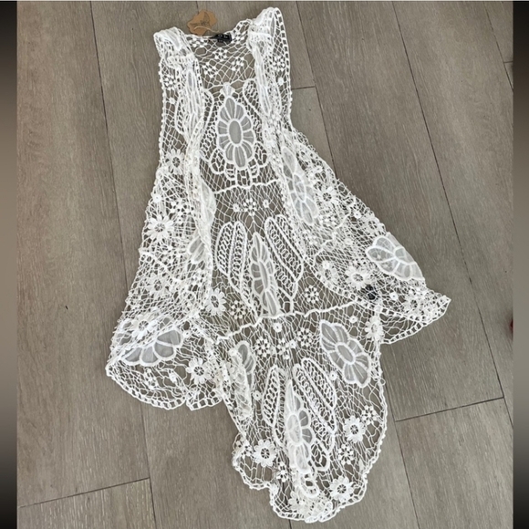 POL Lace Cardigan Beach Cover up Vest - Picture 1 of 9